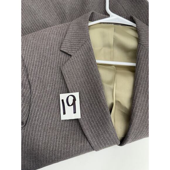 Golden Lancer Mens Suit Coat Size Unknown Brown Striped Single Breasted 2 Button - Picture 15 of 15